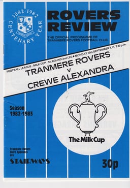 Tranmere Rovers v Crewe Alexandra Match Programme 1982-09-13